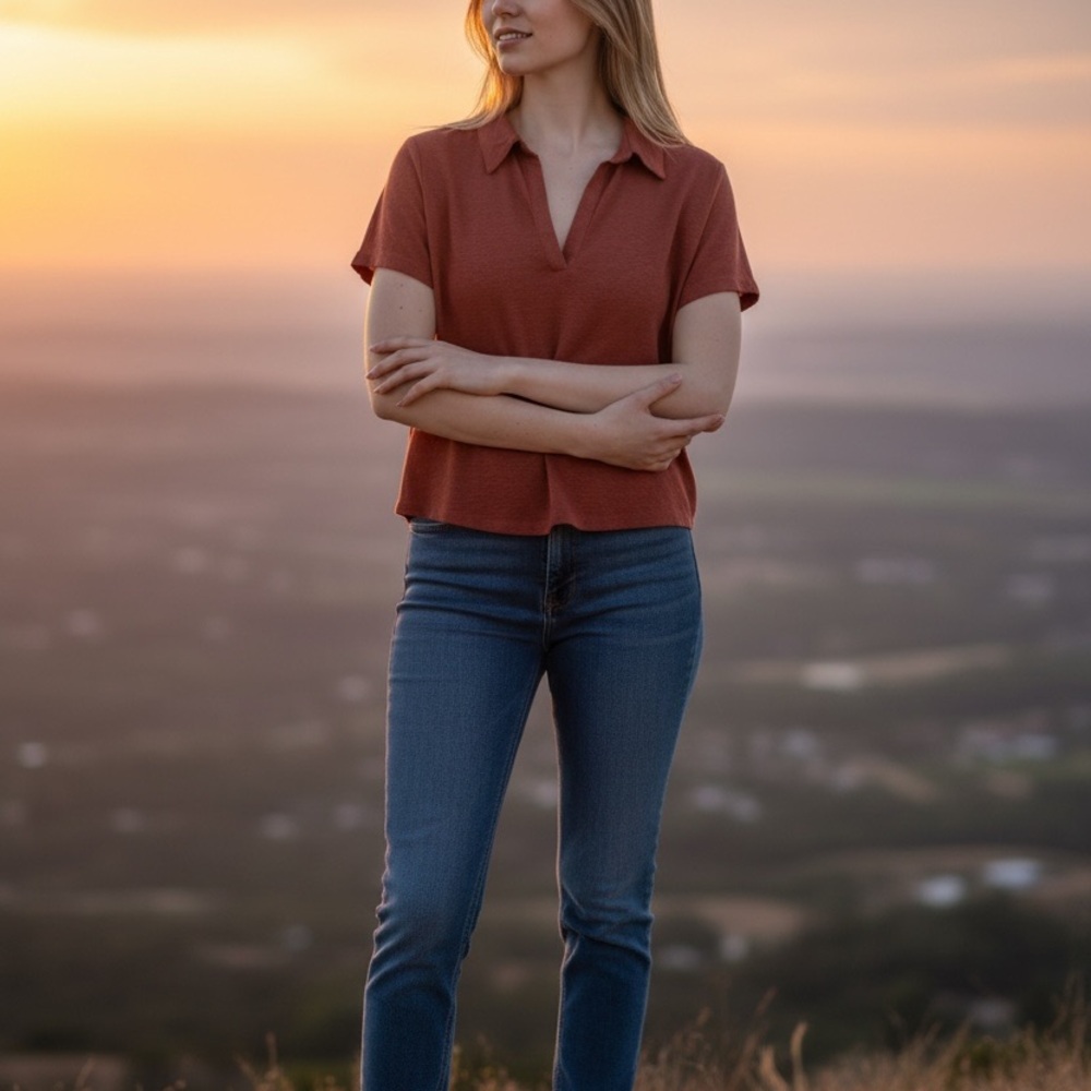 GAP Women's Short Sleeve Rust Shirt